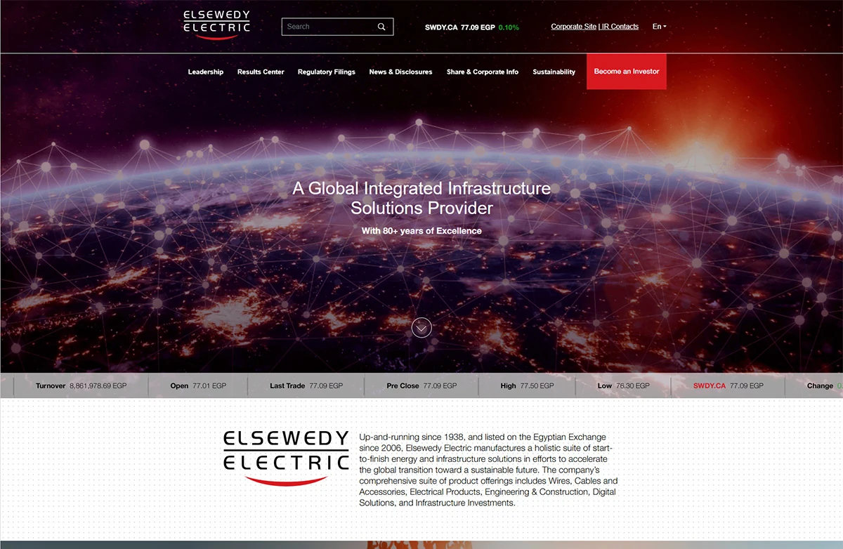 Elsewedy Electric website homepage