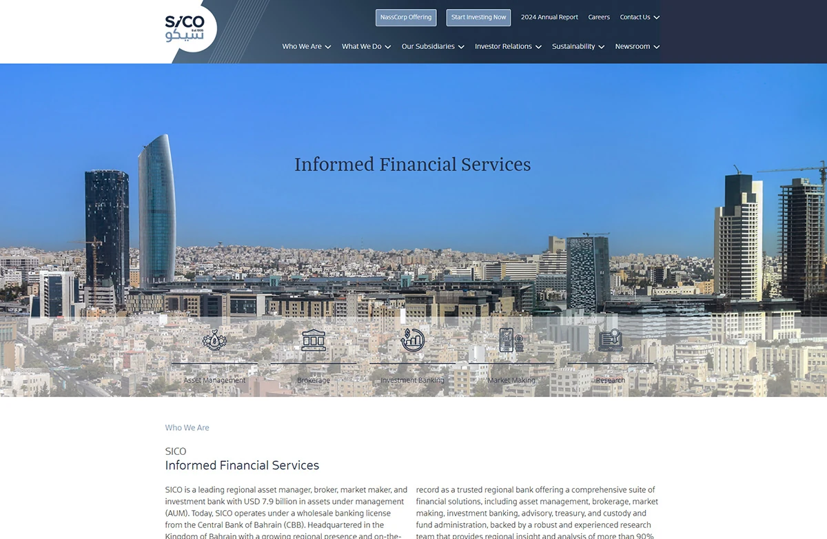 SICO Bank website homepage